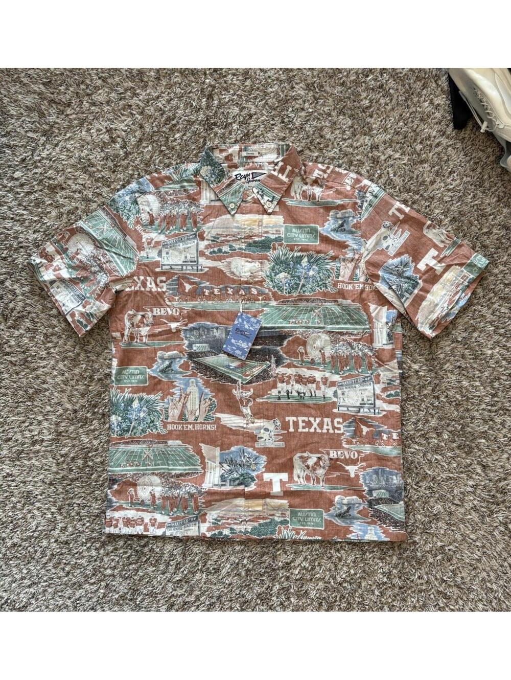 Reyn Spooner University Of Texas Longhorns Scenic Button Down Shirt $129 LARGE